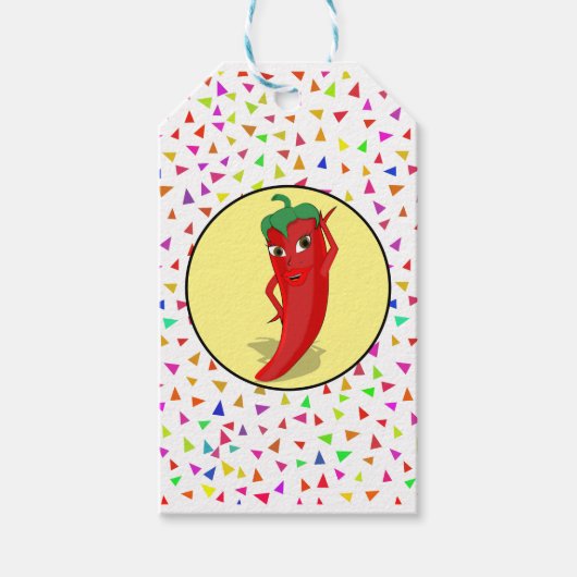 Red Hot Pepper Diva Confetti Patroon Cadeaulabel (Voorkant)