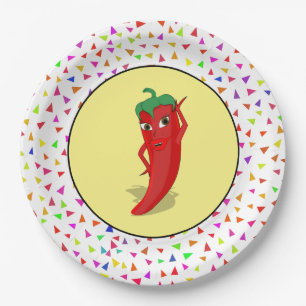 Red Hot Pepper Diva Confetti Patroon Papieren Bordje