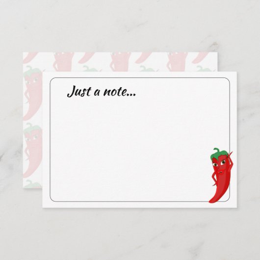 Red Hot Pepper Diva Cute Custom Just a Note Notitiekaartje (Voorkant / Achterkant)