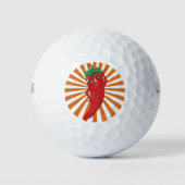 Red Hot Pepper Diva Faux Embroidery Print Golfballen (Voorkant)
