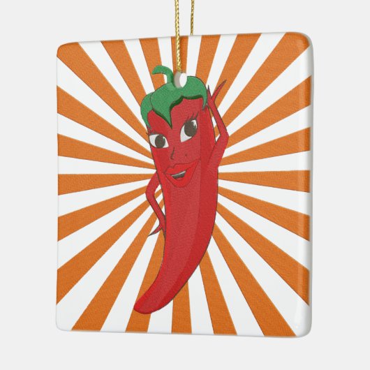 Red Hot Pepper Diva Faux Embroidery Print Keramisch Ornament (Links)