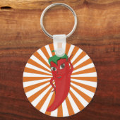 Red Hot Pepper Diva Faux Embroidery Print Sleutelhanger (Achterkant)