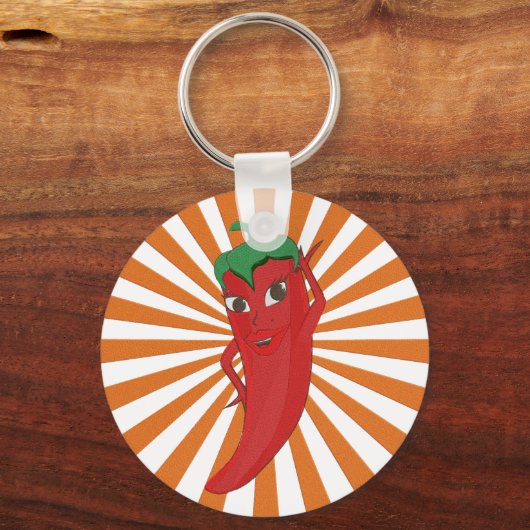 Red Hot Pepper Diva Faux Embroidery Print Sleutelhanger (Achterkant)