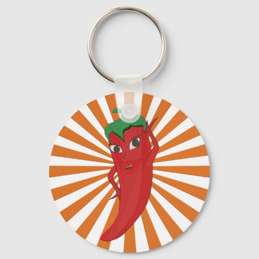 Red Hot Pepper Diva Faux Embroidery Print Sleutelhanger (Achterkant)