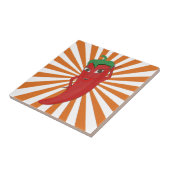 Red Hot Pepper Diva Faux Embroidery Print Tegeltje (Zijkant)