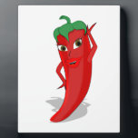 Red Hot Pepper Diva Fotoplaat<br><div class="desc">Een rode en hete peper cartoon. Oorspronkelijk ontwerp. Aangepast decoratief plaatje. Cadeauidee.</div>