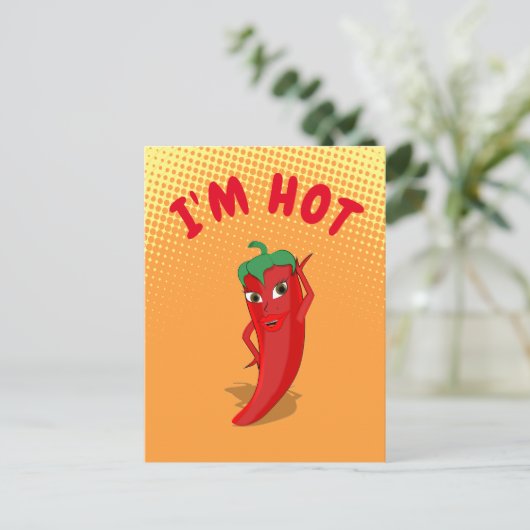 Red Hot Pepper Diva gradiënt Briefkaart (Staand voorkant)