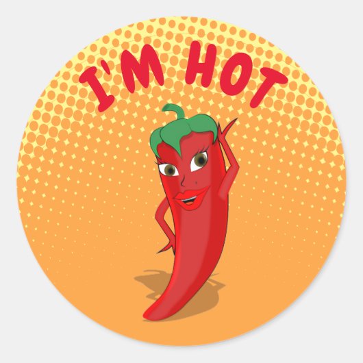Red Hot Pepper Diva gradiënt Klassic Round Sticker (Voorkant)