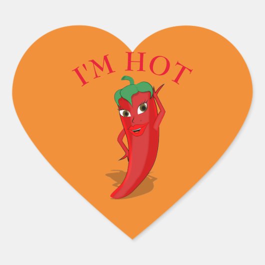 Red Hot Pepper Diva Heart Shaped Hart Sticker (Voorkant)