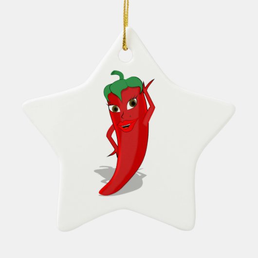 Red Hot Pepper Diva Keramisch Ornament (Voorkant)
