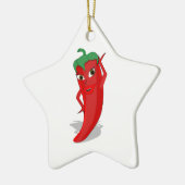 Red Hot Pepper Diva Keramisch Ornament (Links)