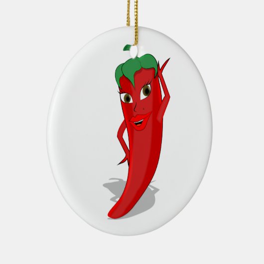 Red Hot Pepper Diva Keramisch Ornament (Rechts)