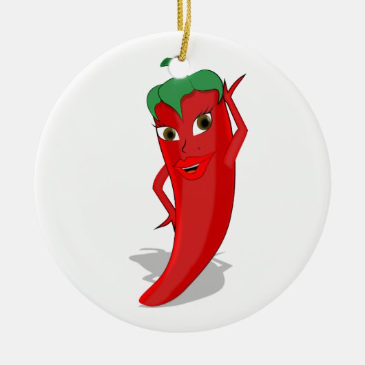 Red Hot Pepper Diva Keramisch Ornament (Voorkant)