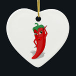 Red Hot Pepper Diva Keramisch Ornament<br><div class="desc">Een rode en hete peper cartoon. Oorspronkelijk ontwerp. Aangepaste ornamenten. Cadeauidee.</div>