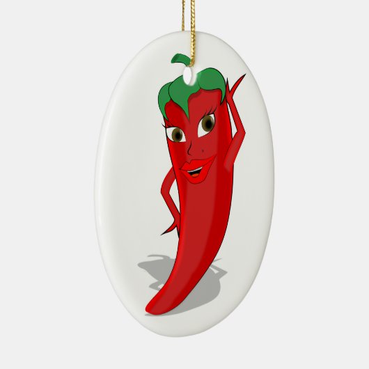 Red Hot Pepper Diva Keramisch Ornament (Rechts)