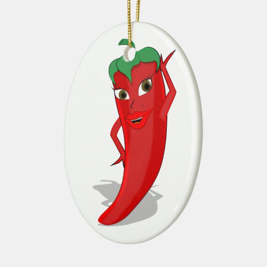 Red Hot Pepper Diva Keramisch Ornament (Links)