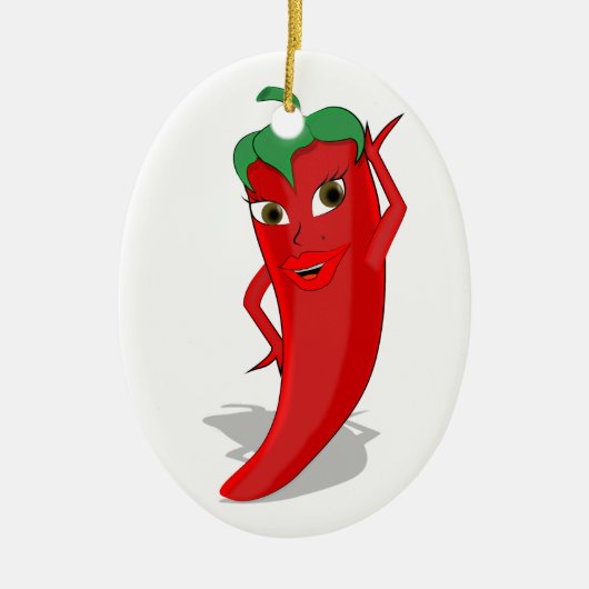 Red Hot Pepper Diva Keramisch Ornament (Voorkant)