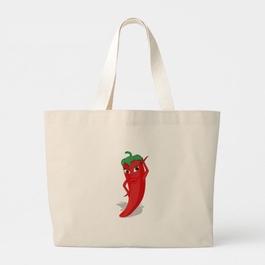 Red Hot Pepper Diva Large Grote Tote Bag (Achterkant)