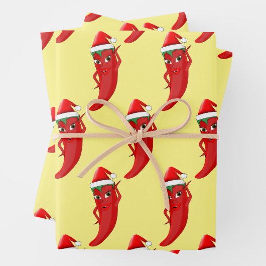 Red Hot Pepper Diva met Santas-Pet Inpakpapier Vel (In situ)