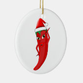 Red Hot Pepper Diva met Santas-Pet Keramisch Ornament (Rechts)