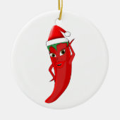 Red Hot Pepper Diva met Santas-Pet Keramisch Ornament (Voorkant)