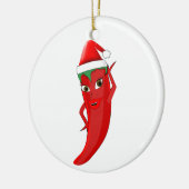 Red Hot Pepper Diva met Santas-Pet Keramisch Ornament (Links)