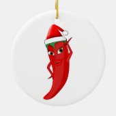 Red Hot Pepper Diva met Santas-Pet Keramisch Ornament (Achterkant)