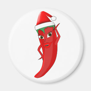 Red Hot Pepper Diva met Santas-Pet Magneet