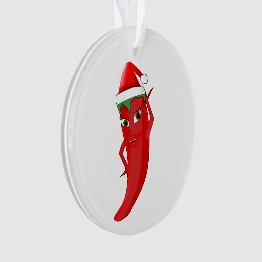 Red Hot Pepper Diva met Santas-Pet Ornament (voorkant)