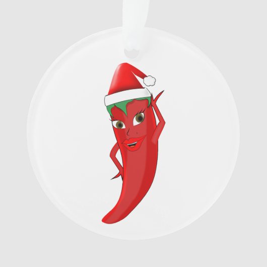 Red Hot Pepper Diva met Santas-Pet Ornament (voorkant)