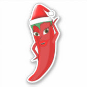 Red Hot Pepper Diva met Santas-Pet Sticker (Voorkant)