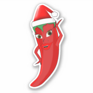 Red Hot Pepper Diva met Santas-Pet Sticker