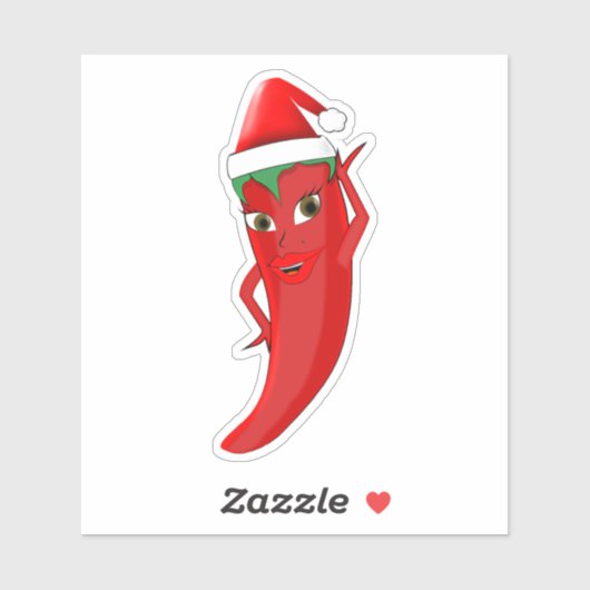 Red Hot Pepper Diva met Santas-Pet Sticker (Vel)