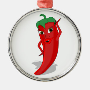 Red Hot Pepper Diva Metalen Ornament