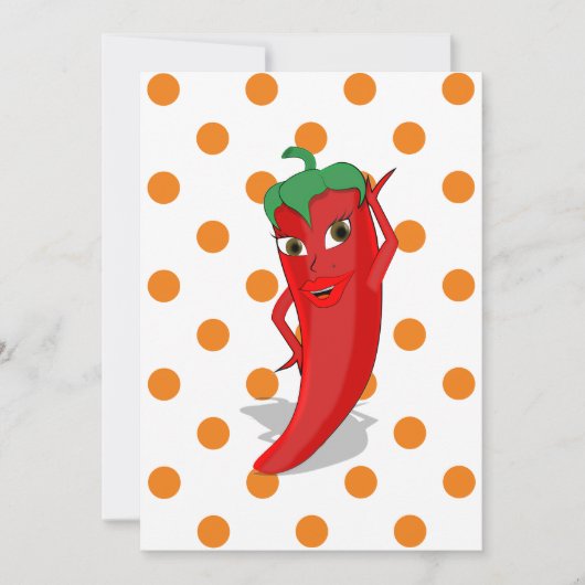Red Hot Pepper Diva Oranje Polka Dots Button Invi Kaart (Voorkant)
