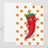 Red Hot Pepper Diva Oranje Polka Dots Button Invi Kaart (Voorkant / Achterkant)