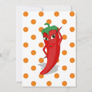 Red Hot Pepper Diva Oranje Polka Dots Button Invi Kaart