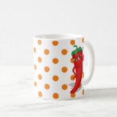 Red Hot Pepper Diva Oranje Polka Dots Coffee Mok (Voorkant rechts)