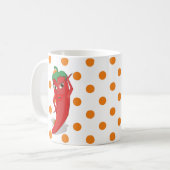 Red Hot Pepper Diva Oranje Polka Dots Coffee Mok (Voorkant links)