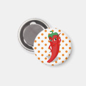 Red Hot Pepper Diva Oranje Polka Dots Magneet (Voorkant / Achterkant)