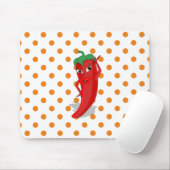 Red Hot Pepper Diva Oranje Polka Dots Muismat (Met muis)