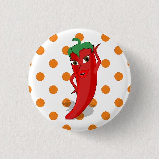 Red Hot Pepper Diva Oranje Polka Dots Ronde Button 3,2 Cm (Voorkant)