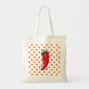 Red Hot Pepper Diva Oranje Polka Dots Tote Bag