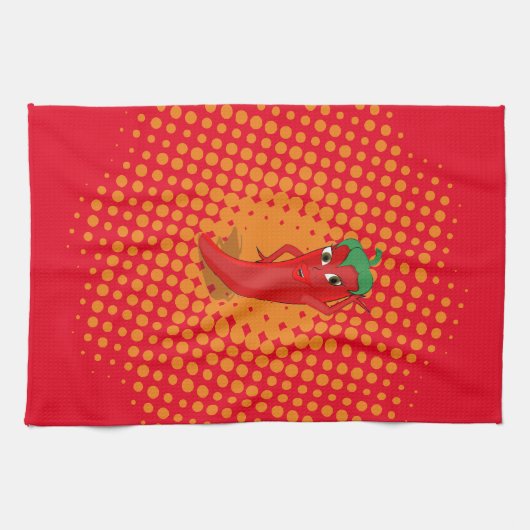 Red Hot Pepper Diva Oranje Stippen Theedoek (Horizontaal)