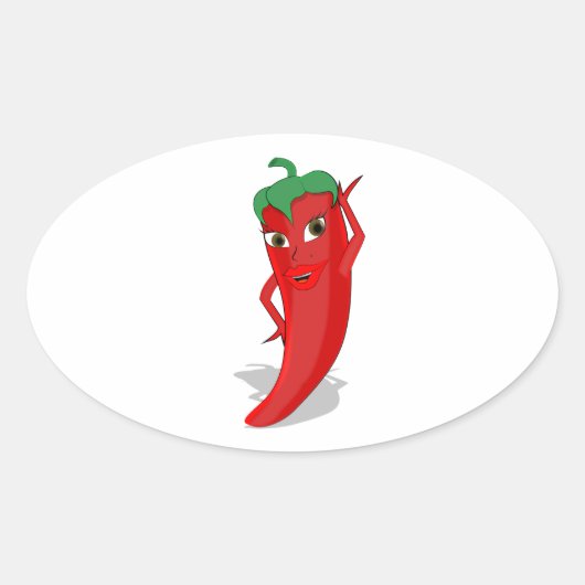 Red Hot Pepper Diva Ovale Sticker (Voorkant)