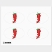 Red Hot Pepper Diva Ovale Sticker (Vel)