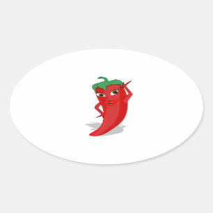 Red Hot Pepper Diva Ovale Sticker