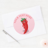 Red Hot Pepper Diva Pastel Roze Custom Ronde Sticker (Envelop)