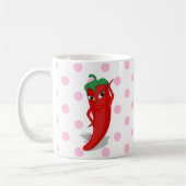 Red Hot Pepper Diva Pink Polka Dots Coffee Mok (Links)