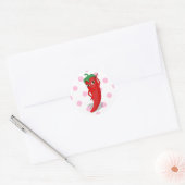 Red Hot Pepper Diva Pink Polka Dots Ronde Sticker (Envelop)